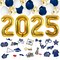 Graduation Party Supplies 2025 Decorations Kit, Gold 2025 Balloons, Graduation Photo Booth Props 2025, Navy Blue Gold and White Balloons Set, Class of 2025, Congrats Grad